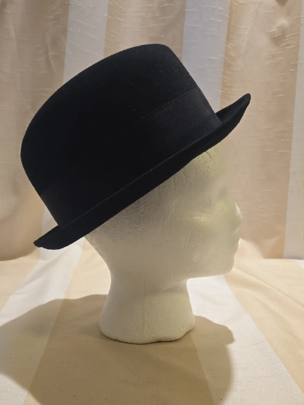 Men's Black Felt Bowler Hat with Ribbon Band - Picture 12 of 13